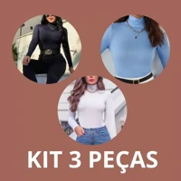 Imagem da promoção KIT 3 Blusas Femininas Gola Alta Cacharrel Segunda Pele Térmica