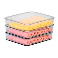 Imagem da promoção Porta Frios Presunto Queijo Acrílico Resistente Triplex Triplo Com Tampa Hermético Empilhável
