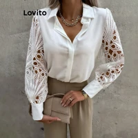 Imagem da promoção Lovito Blusa feminina elegante de renda geométrica
