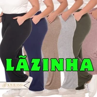 Imagem da promoção Calça Pantalona Plus Size Lanzinha Cintura Alta Com Bolso