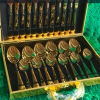 Imagem da promoção Kit Faqueiros e Maleta Em Inox Dourado Kit 24 Peças Conjuntos De Faqueiros Caixa De Presente
