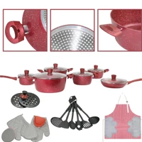 Imagem da promoção Jogo De Panela Antiaderente Com Indução Vermelha 26 Peças Kit De Panela Para Cozinha