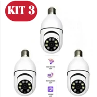 Imagem da promoção KIT 3 Câmera wifi ip sem fio giratória 360 com encaixe lampada bocal rosca ptz full HD visão noturna