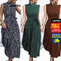 Imagem da promoção Lovito Elegante Vestido Bolinhas com Camadas e Cinto LNL41090