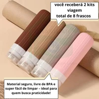 Imagem da promoção 2 Kit Viagem Frasco Pote Silicone Shampoo Creme 8un 90ml Top