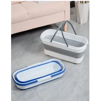 Imagem da promoção Balde Dobrável Retrátil Flexível Retangular Silicone Multiuso Com 4 Rodinha 18L