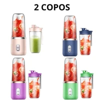 Imagem da promoção 400ML 2copos Espremedor Elétrico Mini Liquidificador Portátil 6 Lâminas De Suco De Alimentos Mistura