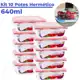 Kit 10 Pote de Vidro Hermético Retangular 640 ml Marmita Microondas em oferta
