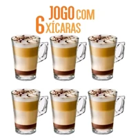 Imagem da promoção Conjunto de 6 Xícaras De Vidro Para Café Expresso Cappuccino Chá 215ml