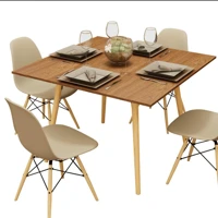 Imagem da promoção Mesa De Jantar Quadrada 4 Lugares Madeira Mdf Pé Palito Sala
