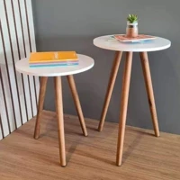 Imagem da oferta Kit Com 2 Mesas Redonda Retro Apoio Decorativa Porta Livros Blanco