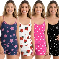 Imagem da oferta Kit 4 Pijamas Conjunto Baby Doll Feminino Microfibras Mulher