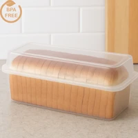 Imagem da Promoção Porta Pão de Forma Transparente Retangular com Tampa 32x13x12 Livre de BPA Recipiente de Pães