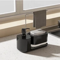 Imagem da promoção Kit organizador de cozinha: dispenser de sabonete manual + suporte de pano + dispenser de detergente