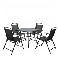Imagem da Promoção Conjunto Mesa e 4 Cadeiras Dobráveis para Jardim e Piscina