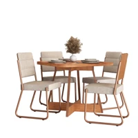 Imagem da oferta Conjunto Sala de Jantar 4 Cadeiras Charlotte Carraro Nogal