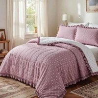 Imagem da oferta Kit Colcha Cobre Leito Poa Percal 300 Fios Dupla Face Premium