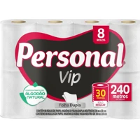 Papel Higiênico Vip Folha Dupla 8un Personal Branco em oferta