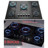 Cooktop À Gas Mondial CTG-02 5 Queimadores GLP Preto Bivolt em oferta na Eletrum