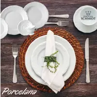 Serviço de Jantar e Chá 20 peças Porcelana, Branco, Schmidt em oferta na Amazon