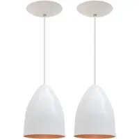 Combo Kit com 2 Pendentes Soft Cone Branco Cobre Luminária Alumínio Lustre 18Cm Sala em oferta na Amazon