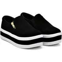Imagem da oferta Slip On Feminino Sola Alta Tênis Plataforma Com Zíper Macio Iate Camurça Para Ficar Alta