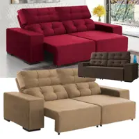 Sofá Retrátil e Reclinável 3 Lugares Animalle - Vaspen Viero Móveis em oferta na Magazine Luiza