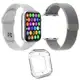 Kit 1 Relógio Inteligente SmartWatch W34 S Branco + 1 Pulseira Aço Milanese Prata + 1 Case Silicone em oferta