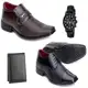 Kit Stefanini Sapato Social + Relógio e Carteira Masculino - Preto+Marrom em oferta