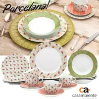 Aparelho de Jantar Chá 20 Peças Casambiente - Porcelana Redondo Flox em oferta na Magazine Luiza