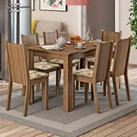 Conjunto Sala de Jantar Maris Madesa Mesa Tampo de Madeira com 6 Cadeiras em oferta na Amazon