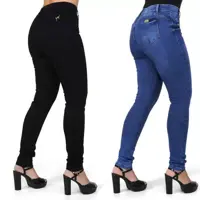 Kit 2 Calças Jeans Feminina Skinny Empina Bumbum Cós Alto - Fashion Jeans em oferta na Magazine Luiza