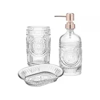 Kit para Banheiro de Vidro Hauskraft Home Berlim - Transparente e Rosé 3 Peças em oferta na Magazine Luiza