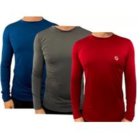 Imagem da promoção Kit c/ 3 camisas uv térmicas ice proteção solar uv50+ unissex segunda pele vermelho cinza azul - LJ 