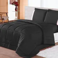 Kit Edredom Casal Queen Dupla Face 03 Peças Preto em oferta na Casas Bahia