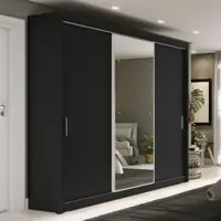 Guarda Roupa Casal com Espelho 3 Portas 4 Gavetas 188,5cm Viena Yescasa Preto em oferta na Casas Bahia