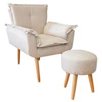 Imagem da promoção Poltrona Decorativa Opala com Puff Bege