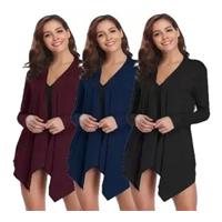 Imagem da promoção Kit com 3 Cardigans Casaco Feminino Estilo Casual Básico - Slim Fitness