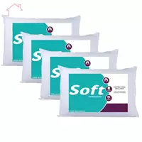 Imagem da promoção Kit 4 Travesseiro Soft Antialérgico Fibra Siliconada Branco - Arte Cazza