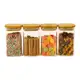 Kit com 4 Potes de Vidro Quadrado Flat com Tampa de Bambu 250mL - Oikos em oferta
