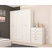 Guarda-Roupa Demóbile Ártico com 5 Portas e Cômoda Astral com 4 Gavetas - Branco em oferta na Casas Bahia