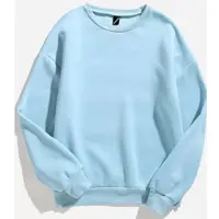 Moletom Careca Gola Redonda Algodão Blusa de Frio Casaco Azul Claro Bebe Fechado Liso sem Capuz em oferta na Dafiti