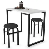 Conjunto Mesa De Cozinha Prattica Industrial 90cm Com 2 Banquetas F02 Branco/preto - Mpozenato em oferta na Carrefour