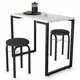 Conjunto Mesa De Cozinha Prattica Industrial 90cm Com 2 Banquetas F02 Branco/preto - Mpozenato em oferta