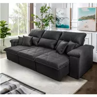 Imagem da promoção Sofá Retrátil Reclinável Trento 2,30m Suede Velut Cinza c/ Molas no Assento - King House