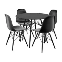 Imagem da promoção Mesa de Jantar 4 Cadeiras Redonda Preta - Empório Tiffany Eames