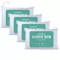 Imagem da promoção kit 4 Travesseiro Sonhe Bem Antialérgico Siliconado Branco - Arte Cazza