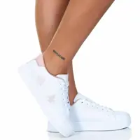 Tenis Feminino Casual /Nude Borboleta Promoção - Branco em oferta na Netshoes