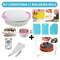 Imagem da promoção Kit Confeitaria Profissional Bailarina Giratória Raspadores Nivelador de Bolo Bico de confeitar Saco