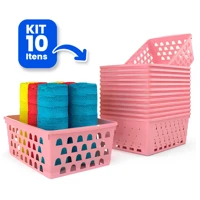 Imagem da promoção Kit 10 Cestos Rosa Organizadores Multiuso 16x12x6Cm